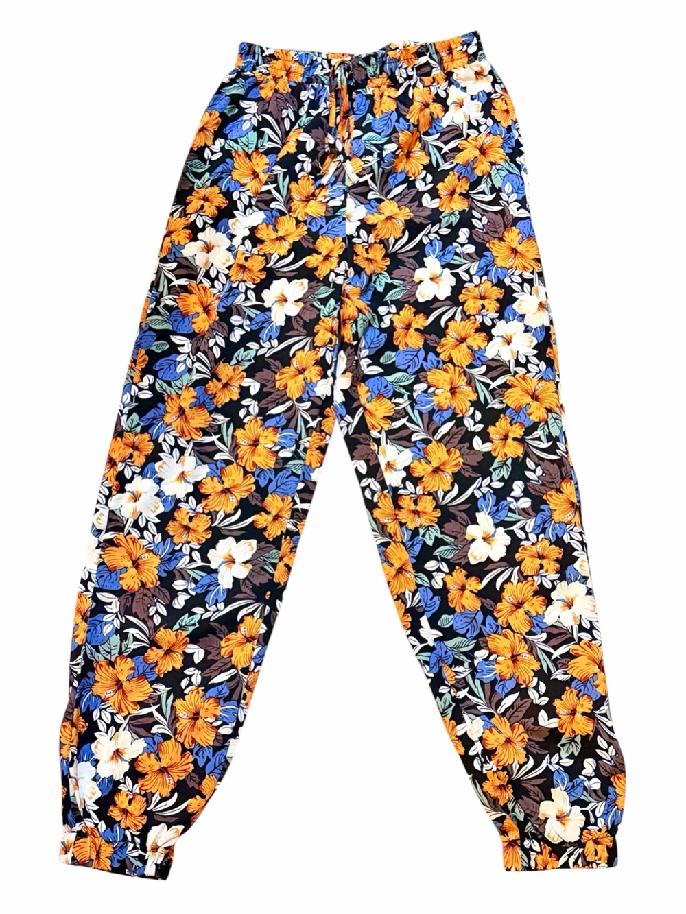 SHEIN VCAY Hibiscus Floral Loose Fitting Trousers Size 2